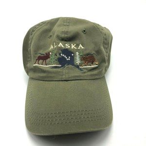 Alaska Elk Coyote Hunting Hat Cap Fitted Medium Olive Green Front Embroidery